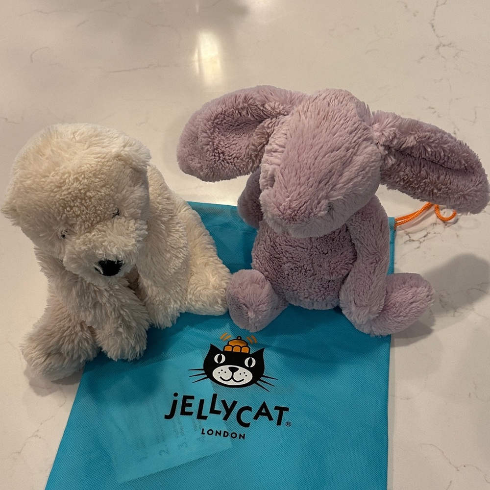 Jellycat Cream Polar Bear & Lavender Bunny Plush Duo